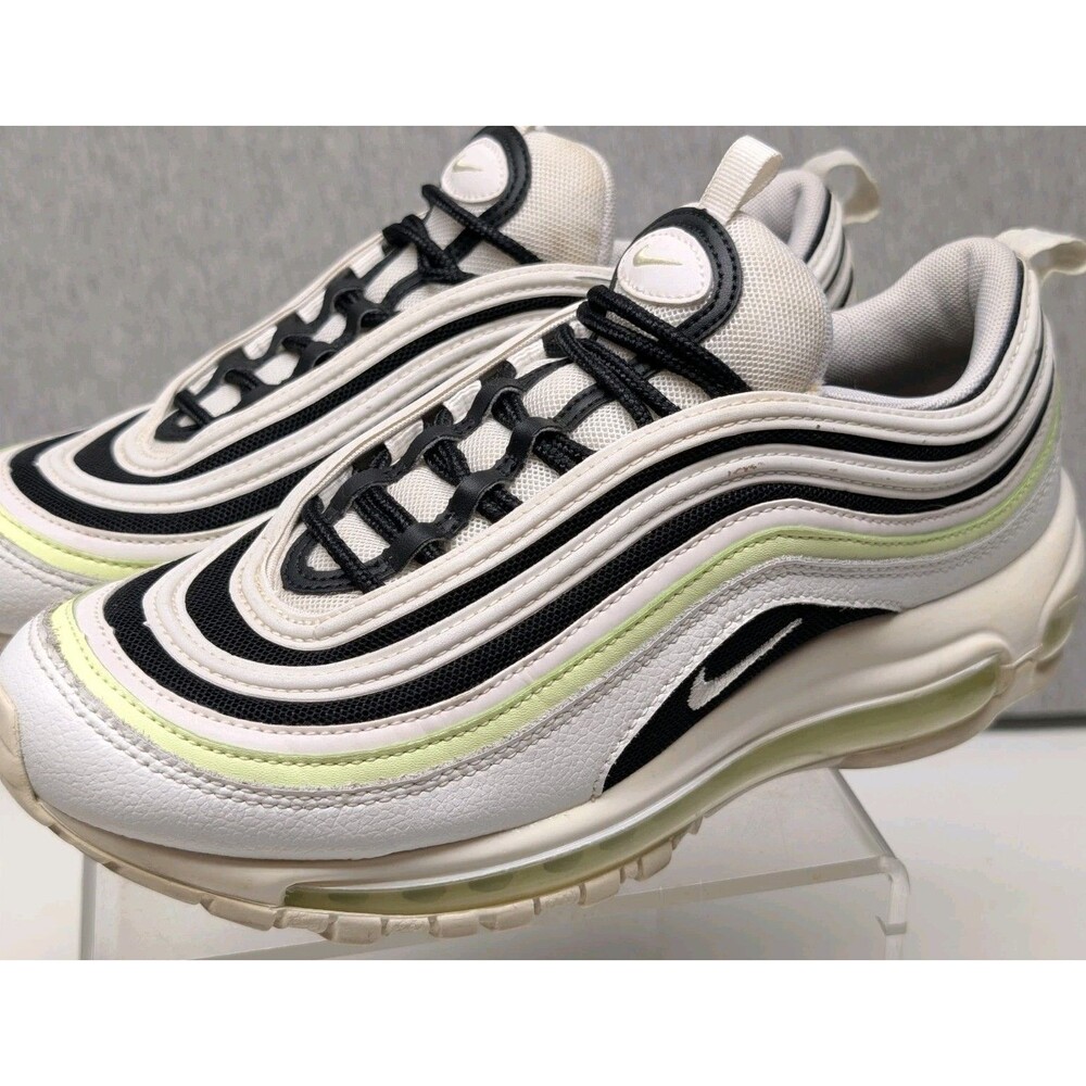 EUC Nike Air Max 97 Running Shoes Athletic Casual Gym Sz 8 White-Black-Volt